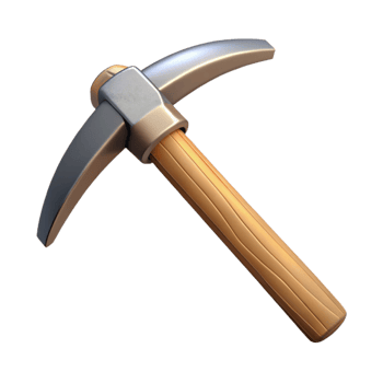 3D Render Pickaxe Wood Handle Mining Tool png