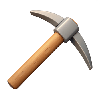 3D Model Pickaxe Wood Handle Mining Tool png