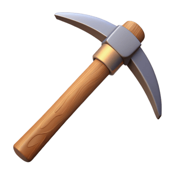 3D Model Pickaxe Wood Handle Mining Tool png