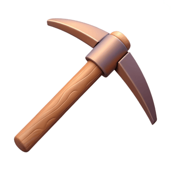 3D Render Wooden Pickaxe Illustration png