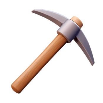 3D Model Pickaxe Wooden Handle Mining Tool Illustration png