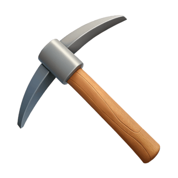 3D Render Pickaxe Tool Wooden Handle png