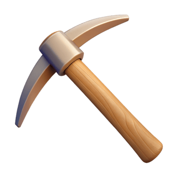 3D Render Pickaxe Illustration Wood Handle Mining Tool png