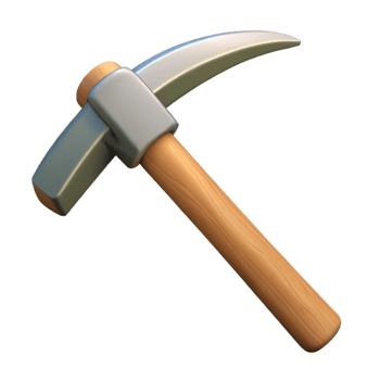3D Model Pickaxe Wood Handle Mining Tool png