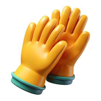3D Render Yellow Gloves Clapping Illustration png