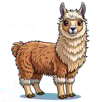 illustration of cute llama cartoon animal illustration vector