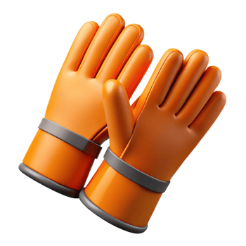 3D Render Orange Work Gloves png