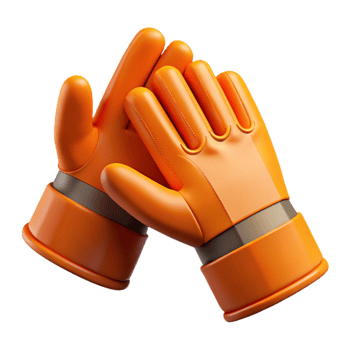 3D Render Orange Work Gloves Teamwork png