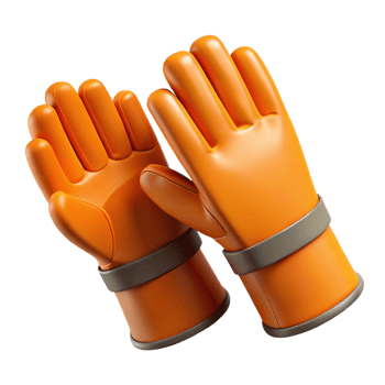 3D Render Orange Gloves Illustration png