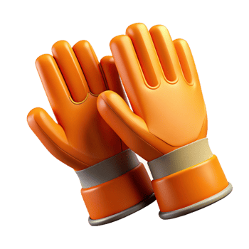 3D Render Orange Goalkeeper Gloves png