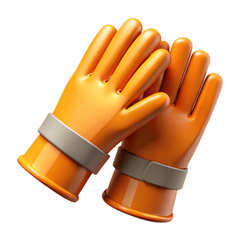 Orange 3D Gloves Illustration png