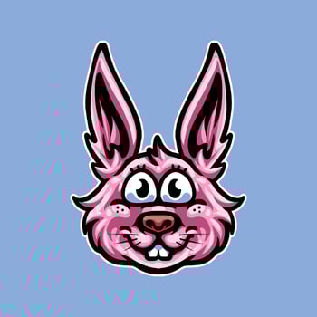 Head cute rabbit pink color. Bunny logo illustration vector