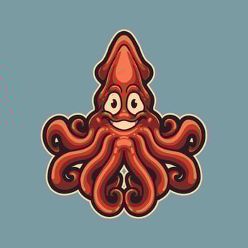 Octopus squid cartoon illustration vector