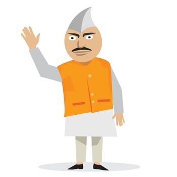 Indian politician waving hand vote election related illustration vector
