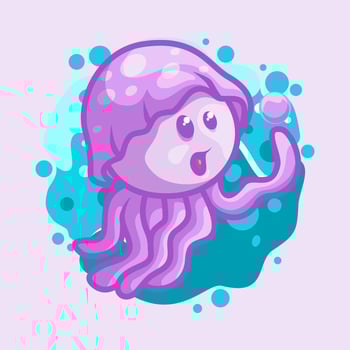 Cute Jellyfish Playing Bubble Mascot Illustration Great for your brand business vector