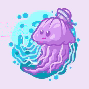 Cute Sailor Jellyfish Mascot Illustration Great for your brand business vector