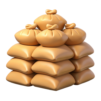 3D Render Stack of Beige Sacks Illustration png
