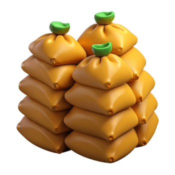 3D Render Stack of Orange Sacks Illustration png