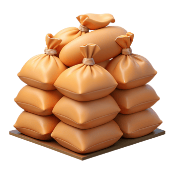 3D Render Stack of Sandbags Illustration png