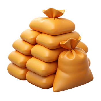 3D Render Stack of Yellow Sacks png