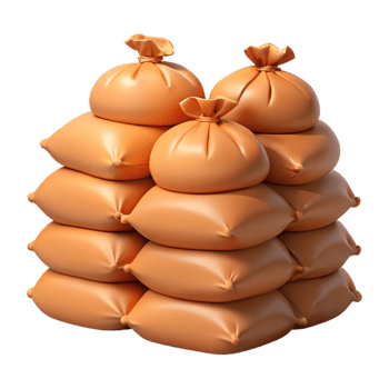 3D Render Stack of Sandbags Illustration png