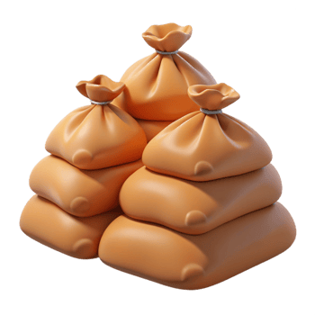 3D Render Stacked Burlap Sacks Illustration png