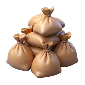 3D Render of Stacked Burlap Sacks png