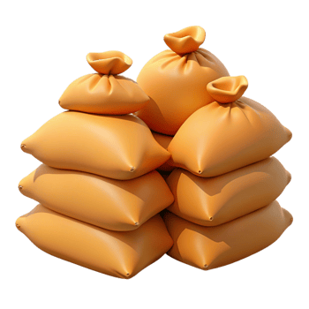 3D Render Stack of Orange Burlap Sacks png