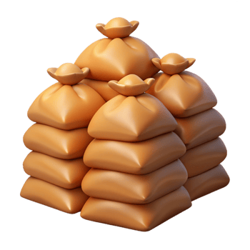 3D Render Stacked Pouches Illustration png