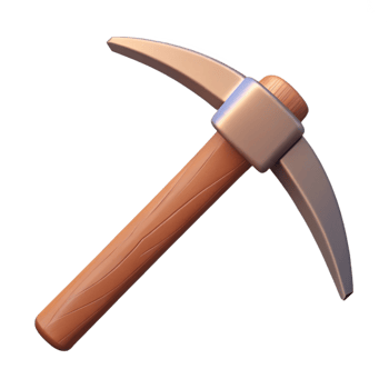 3D Model Pickaxe Wood Handle Mining Tool png