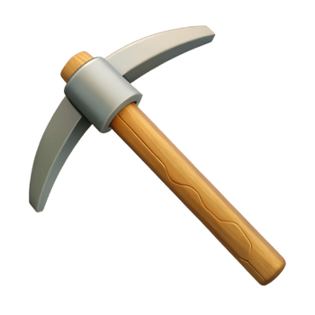 3D Model Pickaxe Wood Handle Mining Tool Illustration png