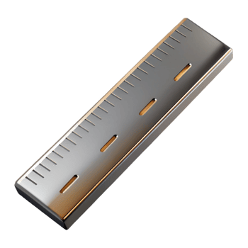 3D Render Metallic Ruler Illustration png