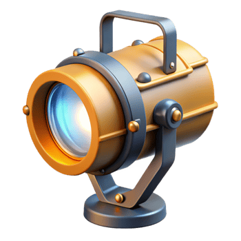 3D Render Golden Spotlight Illustration png