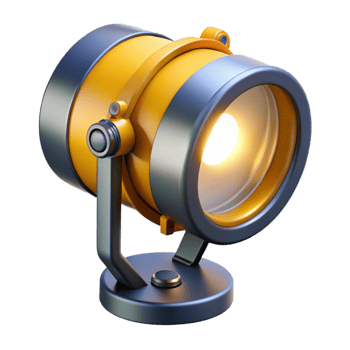 3D Render Yellow Spotlight Illustration png
