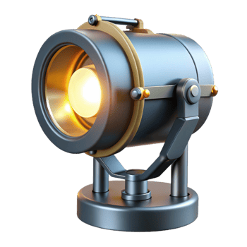 3D Render Retro Spotlight Lamp Illustration png