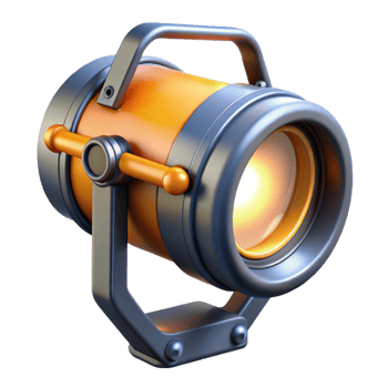 Orange and Gray 3D Spotlight Illustration png