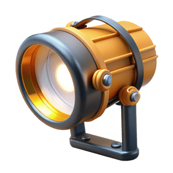 3D Render Orange Spotlight Illustration png