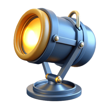 3D Render Retro Spotlight Illustration png