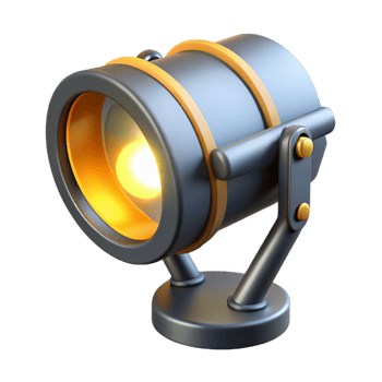 3D Render Spotlight Illustration Metal Lamp png