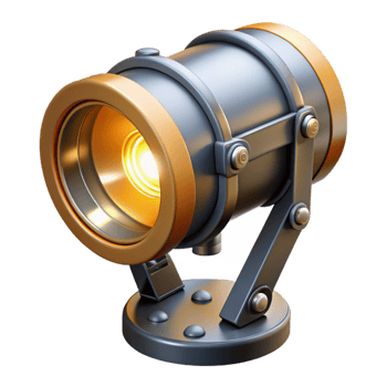 3D Render Golden Spotlight Illustration png