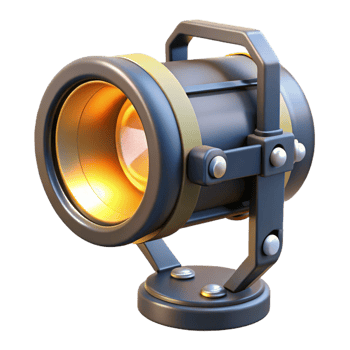 3D Render Golden Spotlight Illustration png