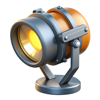 3D Render Spotlight Icon Orange and Gray png