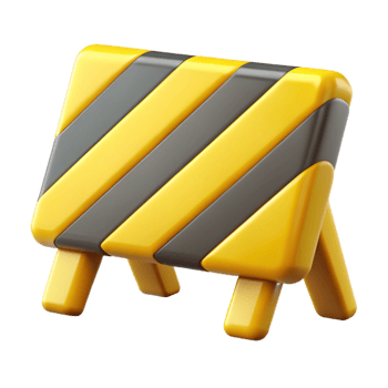 3D Render Yellow and Gray Striped Barricade png