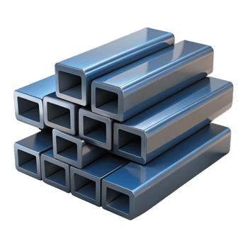 3D Render Stack of Square Metal Tubes png