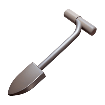 3D Render of a Metal Shovel png