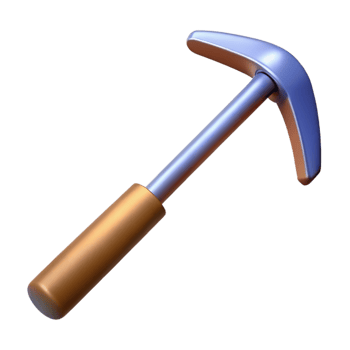 3D Hammer Illustration Gold Brown Blue png