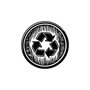 A black and white image of a recycling symbol vector