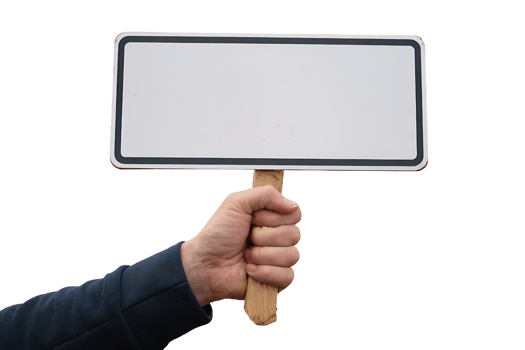 Blank Sign Held by a Hand isolated on transparent background png