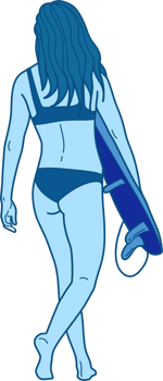 girl in bikini with surfboar png