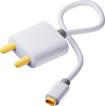 3d white USB charger device icon png